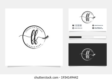 Colección del logotipo de Feminine FF Initials con plantilla de tarjeta de visita.
