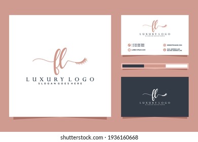 Feminine FL Initials logo collection  with business card template.