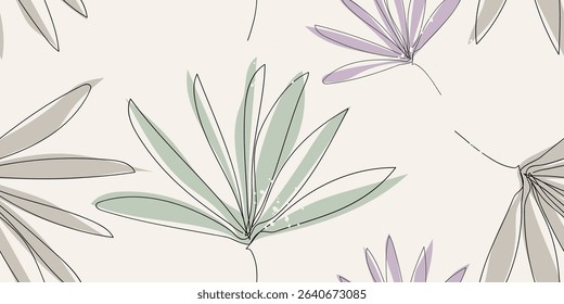 Feminine floral background art. Exquisite hand-drawn bouquet with blossoms and leaves. Elegant, decorative design for creative projects, fashion, labels, and garden-inspired decor. Seamless pattern