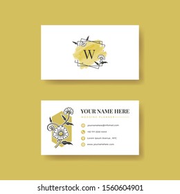 Feminine floral business card template with flower logo