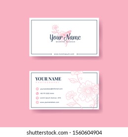 Feminine floral business card template with flower logo