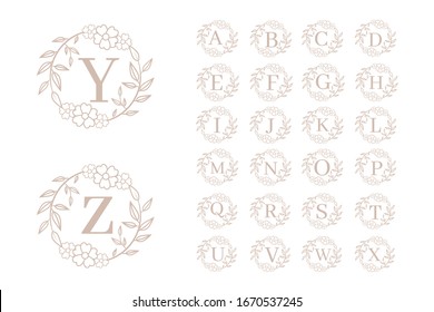 Feminine floral initial logo templates. Alphabet logo template. Vector illustration EPS 10