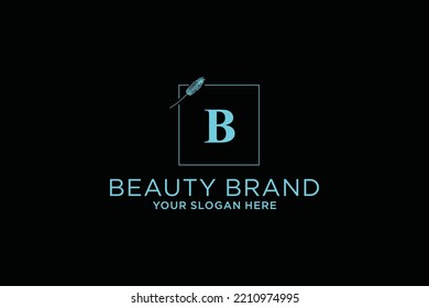 feminine floral letter B. beautiful caligraphic monogram flourish leaf boutique logo vector template stock illustration
