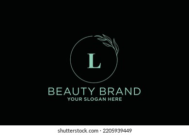 feminine floral letter L. beautiful caligraphic monogram flourish leaf boutique logo vector template stock illustration
