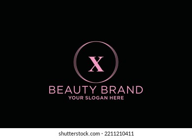feminine floral letter X. beautiful caligraphic monogram flourish leaf boutique logo vector template stock illustration
