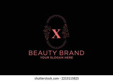 feminine floral letter X. beautiful caligraphic monogram flourish leaf boutique logo vector template stock illustration
