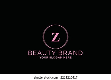 feminine floral letter Z. beautiful caligraphic monogram flourish leaf boutique logo vector template stock illustration
