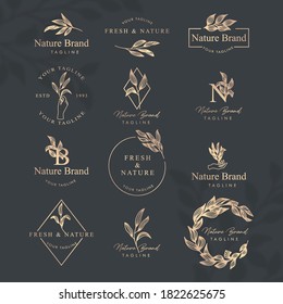 FEMININE FLORAL LINE ART LOGO EDITABLE TEMPLATE SET
