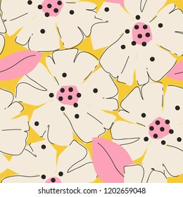 Feminine floral pattern. Fashionable template for design. Vector.