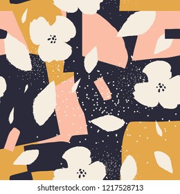 Feminine floral pattern. Fashionable template for design. Vector.