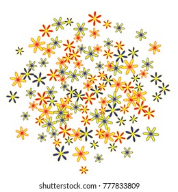 Feminine Floral Pattern with Simple Little Flowers for Greeting Card or Poster. Naive Daisy Flowers in Primitive Style. Vector Background for Spring or Summer Design.