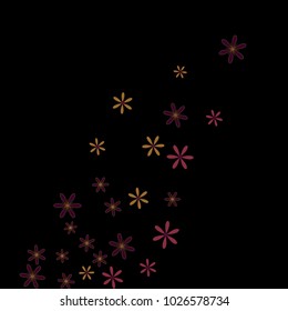Feminine Floral Pattern with Simple Small Flowers for Greeting Card or Poster. Naive Daisy Flowers in Primitive Style. Vector Background for Spring or Summer Design.
