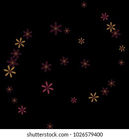 Feminine Floral Pattern with Simple Small Flowers for Greeting Card or Poster. Naive Daisy Flowers in Primitive Style. Vector Background for Spring or Summer Design.
