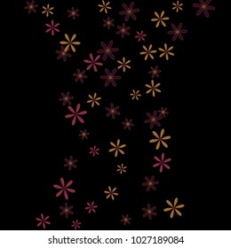 Feminine Floral Pattern with Simple Small Flowers for Greeting Card or Poster. Naive Daisy Flowers in Primitive Style. Vector Background for Spring or Summer Design.
