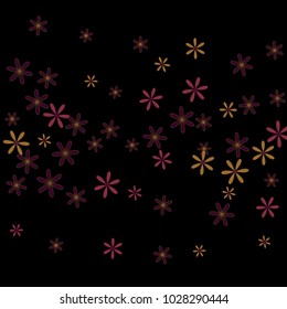 Feminine Floral Pattern with Simple Small Flowers for Greeting Card or Poster. Naive Daisy Flowers in Primitive Style. Vector Background for Spring or Summer Design.
