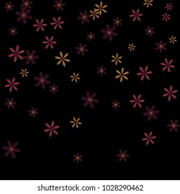 Feminine Floral Pattern with Simple Small Flowers for Greeting Card or Poster. Naive Daisy Flowers in Primitive Style. Vector Background for Spring or Summer Design.
