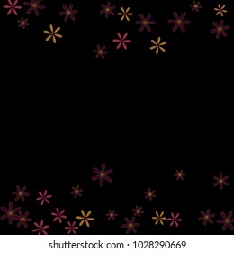 Feminine Floral Pattern with Simple Small Flowers for Greeting Card or Poster. Naive Daisy Flowers in Primitive Style. Vector Background for Spring or Summer Design.

