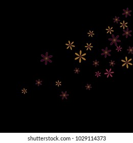 Feminine Floral Pattern with Simple Small Flowers for Greeting Card or Poster. Naive Daisy Flowers in Primitive Style. Vector Background for Spring or Summer Design.
