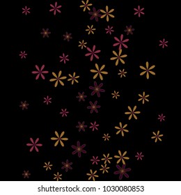 Feminine Floral Pattern with Simple Small Flowers for Greeting Card or Poster. Naive Daisy Flowers in Primitive Style. Vector Background for Spring or Summer Design.
