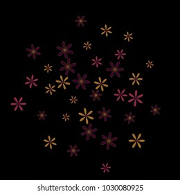 Feminine Floral Pattern with Simple Small Flowers for Greeting Card or Poster. Naive Daisy Flowers in Primitive Style. Vector Background for Spring or Summer Design.
