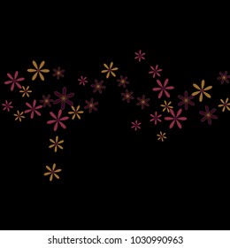 Feminine Floral Pattern with Simple Small Flowers for Greeting Card or Poster. Naive Daisy Flowers in Primitive Style. Vector Background for Spring or Summer Design.
