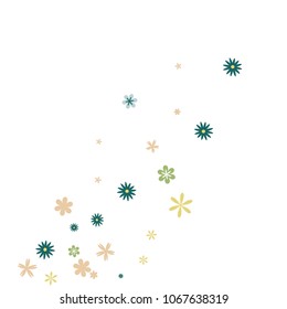 Feminine Floral Pattern with Simple Small Flowers for Greeting Card or Poster. Naive Daisy Flowers in Primitive Style. Vector Background for Spring or Summer Design.
