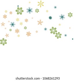 Feminine Floral Pattern with Simple Small Flowers for Greeting Card or Poster. Naive Daisy Flowers in Primitive Style. Vector Background for Spring or Summer Design.
