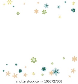 Feminine Floral Pattern with Simple Small Flowers for Greeting Card or Poster. Naive Daisy Flowers in Primitive Style. Vector Background for Spring or Summer Design.
