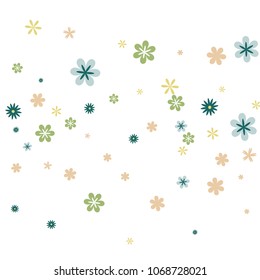 Feminine Floral Pattern with Simple Small Flowers for Greeting Card or Poster. Naive Daisy Flowers in Primitive Style. Vector Background for Spring or Summer Design.
