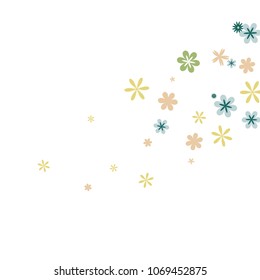 Feminine Floral Pattern with Simple Small Flowers for Greeting Card or Poster. Naive Daisy Flowers in Primitive Style. Vector Background for Spring or Summer Design.
