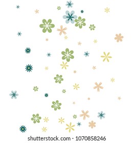 Feminine Floral Pattern with Simple Small Flowers for Greeting Card or Poster. Naive Daisy Flowers in Primitive Style. Vector Background for Spring or Summer Design.
