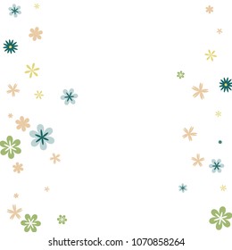 Feminine Floral Pattern with Simple Small Flowers for Greeting Card or Poster. Naive Daisy Flowers in Primitive Style. Vector Background for Spring or Summer Design.
