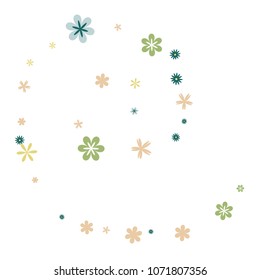 Feminine Floral Pattern with Simple Small Flowers for Greeting Card or Poster. Naive Daisy Flowers in Primitive Style. Vector Background for Spring or Summer Design.
