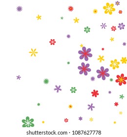 Feminine Floral Pattern with Simple Small Flowers for Greeting Card or Poster. Naive Daisy Flowers in Primitive Style. Vector Background for Spring or Summer Design.
