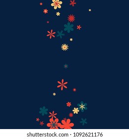 Feminine Floral Pattern with Simple Small Flowers for Greeting Card or Poster. Naive Daisy Flowers in Primitive Style. Vector Background for Spring or Summer Design.
