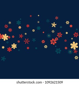 Feminine Floral Pattern with Simple Small Flowers for Greeting Card or Poster. Naive Daisy Flowers in Primitive Style. Vector Background for Spring or Summer Design.
