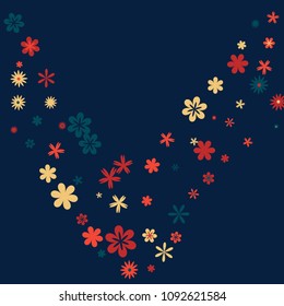 Feminine Floral Pattern with Simple Small Flowers for Greeting Card or Poster. Naive Daisy Flowers in Primitive Style. Vector Background for Spring or Summer Design.
