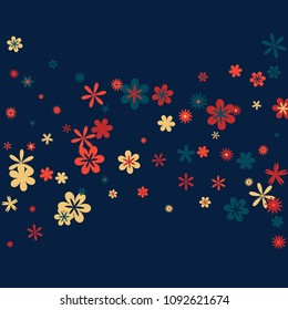 Feminine Floral Pattern with Simple Small Flowers for Greeting Card or Poster. Naive Daisy Flowers in Primitive Style. Vector Background for Spring or Summer Design.
