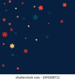 Feminine Floral Pattern with Simple Small Flowers for Greeting Card or Poster. Naive Daisy Flowers in Primitive Style. Vector Background for Spring or Summer Design.
