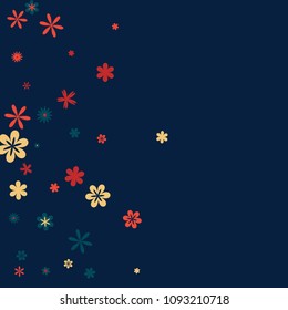 Feminine Floral Pattern with Simple Small Flowers for Greeting Card or Poster. Naive Daisy Flowers in Primitive Style. Vector Background for Spring or Summer Design.
