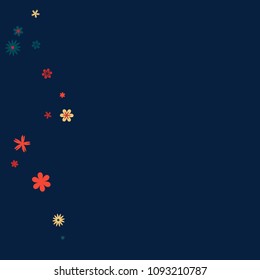 Feminine Floral Pattern with Simple Small Flowers for Greeting Card or Poster. Naive Daisy Flowers in Primitive Style. Vector Background for Spring or Summer Design.
