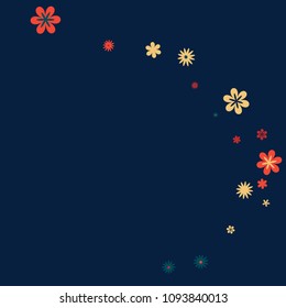 Feminine Floral Pattern with Simple Small Flowers for Greeting Card or Poster. Naive Daisy Flowers in Primitive Style. Vector Background for Spring or Summer Design.

