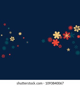 Feminine Floral Pattern with Simple Small Flowers for Greeting Card or Poster. Naive Daisy Flowers in Primitive Style. Vector Background for Spring or Summer Design.
