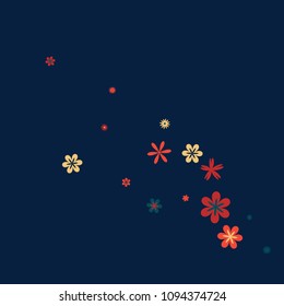 Feminine Floral Pattern with Simple Small Flowers for Greeting Card or Poster. Naive Daisy Flowers in Primitive Style. Vector Background for Spring or Summer Design.
