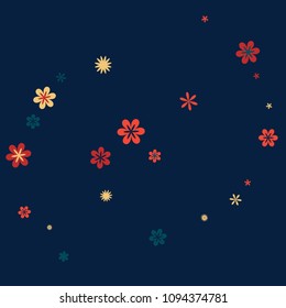 Feminine Floral Pattern with Simple Small Flowers for Greeting Card or Poster. Naive Daisy Flowers in Primitive Style. Vector Background for Spring or Summer Design.
