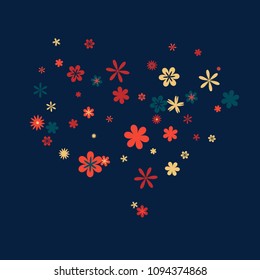 Feminine Floral Pattern with Simple Small Flowers for Greeting Card or Poster. Naive Daisy Flowers in Primitive Style. Vector Background for Spring or Summer Design.
