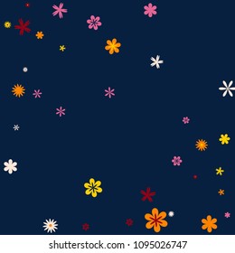 Feminine Floral Pattern with Simple Small Flowers for Greeting Card or Poster. Naive Daisy Flowers in Primitive Style. Vector Background for Spring or Summer Design.
