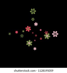 Feminine Floral Pattern with Simple Small Flowers for Greeting Card or Poster. Naive Daisy Flowers in Primitive Style. Vector Background for Spring or Summer Design.
