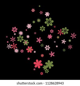 Feminine Floral Pattern with Simple Small Flowers for Greeting Card or Poster. Naive Daisy Flowers in Primitive Style. Vector Background for Spring or Summer Design.
