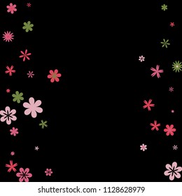Feminine Floral Pattern with Simple Small Flowers for Greeting Card or Poster. Naive Daisy Flowers in Primitive Style. Vector Background for Spring or Summer Design.

